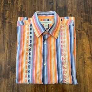 Banana Republic Orange and Blue Casual Button Down Shirt